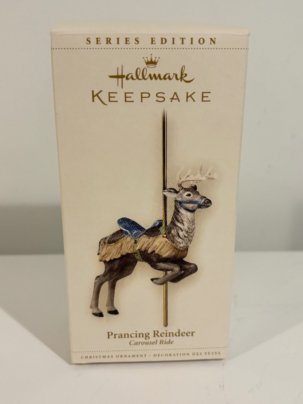 Vintage HALLMARK KEEPSAKE Prancing Reindeer Carousel Ride Christmas Ornament